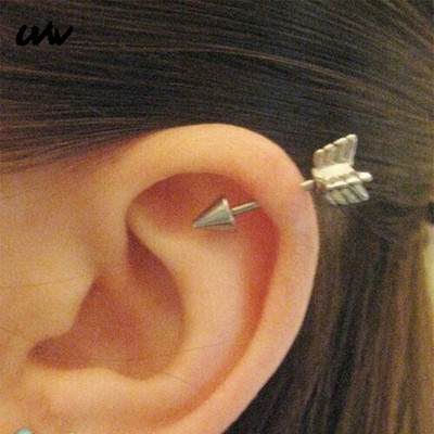 UVW012 2db Punk Többcélú Sebészeti Acél Nyíl Design Tüskeporc Fülbevaló Női Férfi Tragus Piercing Ékszer