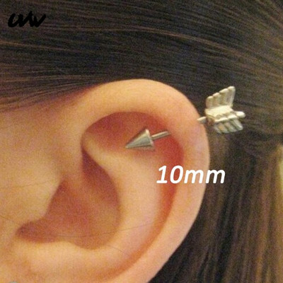 UVW012 2 buc. Cercei tip punk din oțel chirurgical multifuncțional cu design săgeată cu vârf de cartilaj pentru femei bărbați bijuterii piercing pentru corp Tragus