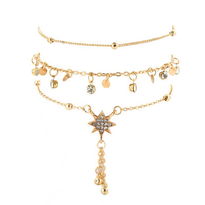 Tocona 3 buc/seturi Lanț pentru picioare de modă, cristal natural, stele, glezne, brățări pentru femei, bijuterii de vară, accesorii Mujer 7118