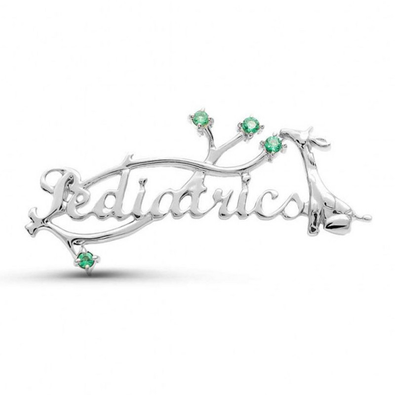 Harong Pediatrie Broșă drăguță cu girafă Bijuterii medicale cu revere de culoare aurie Cristal verde Pediatrie Asistentă Doctor Student Pin Insigna