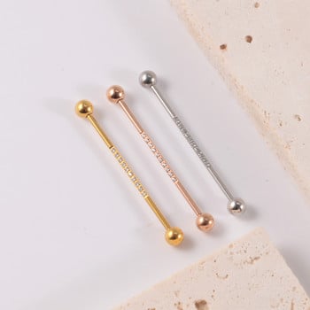 1PC 14G Industrial Scaffold Barbell Surgical Steel για Γυναίκες Άνδρες με σκουλαρίκι CZ Surface Cartilage Body Piercing Jewelry 38mm