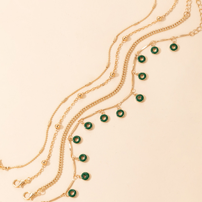 Tocona 4 buc/set Brelocuri verde picură ulei ciucuri glezne femei nou la modă de culoare auriu aliaj metal picioare lanț bijuterii de vară 17876