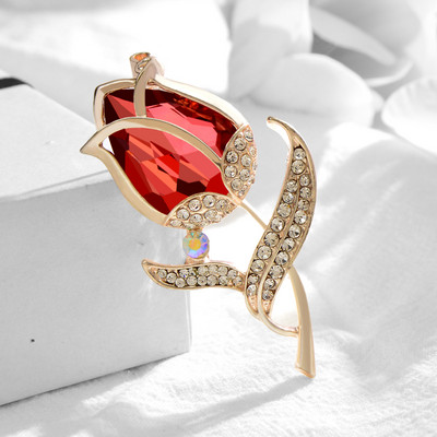 CINDY XIANG Broșă clasică cu flori de lalele Bijuterii de iarnă Accesorii pentru palton de nuntă 6 culori disponibile