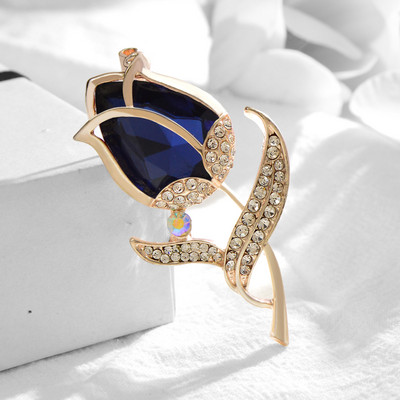 CINDY XIANG Broșă clasică cu flori de lalele Bijuterii de iarnă Accesorii pentru palton de nuntă 6 culori disponibile