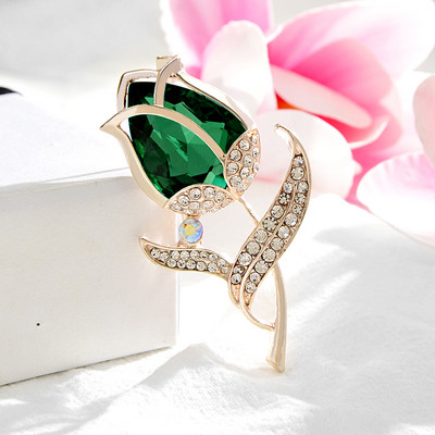 CINDY XIANG Broșă clasică cu flori de lalele Bijuterii de iarnă Accesorii pentru palton de nuntă 6 culori disponibile