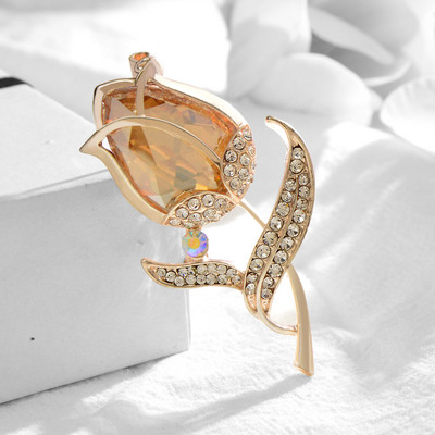 CINDY XIANG Broșă clasică cu flori de lalele Bijuterii de iarnă Accesorii pentru palton de nuntă 6 culori disponibile