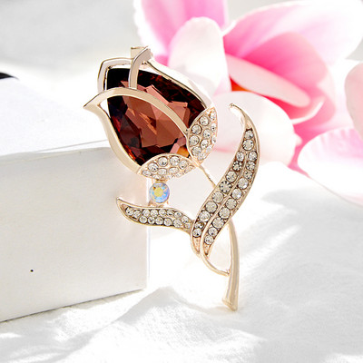 CINDY XIANG Broșă clasică cu flori de lalele Bijuterii de iarnă Accesorii pentru palton de nuntă 6 culori disponibile