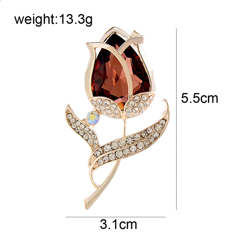 CINDY XIANG Broșă clasică cu flori de lalele Bijuterii de iarnă Accesorii pentru palton de nuntă 6 culori disponibile