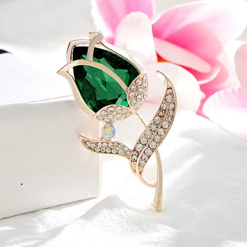 CINDY XIANG Broșă clasică cu flori de lalele Bijuterii de iarnă Accesorii pentru palton de nuntă 6 culori disponibile