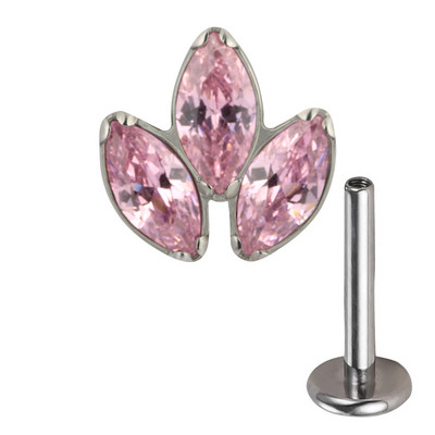 ASTM F136 Titanium PIERC Labret Urechi Buze Stud File 3 Marquise Zircon Pavat Top Cartilage Tragus Cercei Helix Pircing Bijuterii