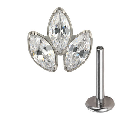 ASTM F136 Titanium PIERC Labret Urechi Buze Stud File 3 Marquise Zircon Pavat Top Cartilage Tragus Cercei Helix Pircing Bijuterii