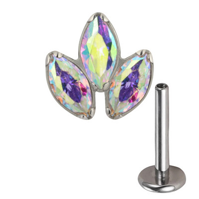 ASTM F136 Titanium PIERC Labret Urechi Buze Stud File 3 Marquise Zircon Pavat Top Cartilage Tragus Cercei Helix Pircing Bijuterii