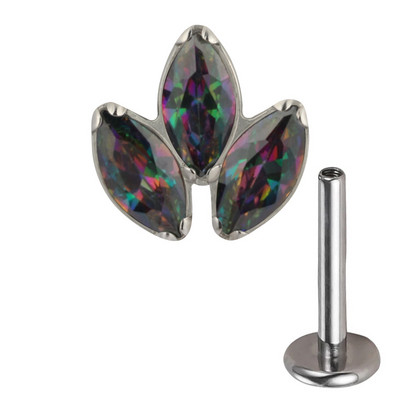 ASTM F136 Titanium PIERC Labret Urechi Buze Stud File 3 Marquise Zircon Pavat Top Cartilage Tragus Cercei Helix Pircing Bijuterii