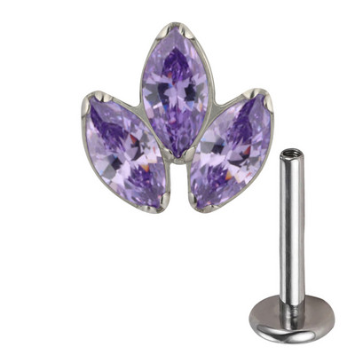 ASTM F136 Titanium PIERC Labret Urechi Buze Stud File 3 Marquise Zircon Pavat Top Cartilage Tragus Cercei Helix Pircing Bijuterii