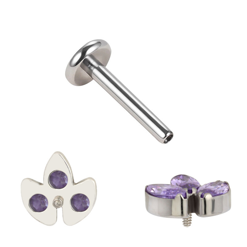 ASTM F136 Titanium PIERC Labret Urechi Buze Stud File 3 Marquise Zircon Pavat Top Cartilage Tragus Cercei Helix Pircing Bijuterii