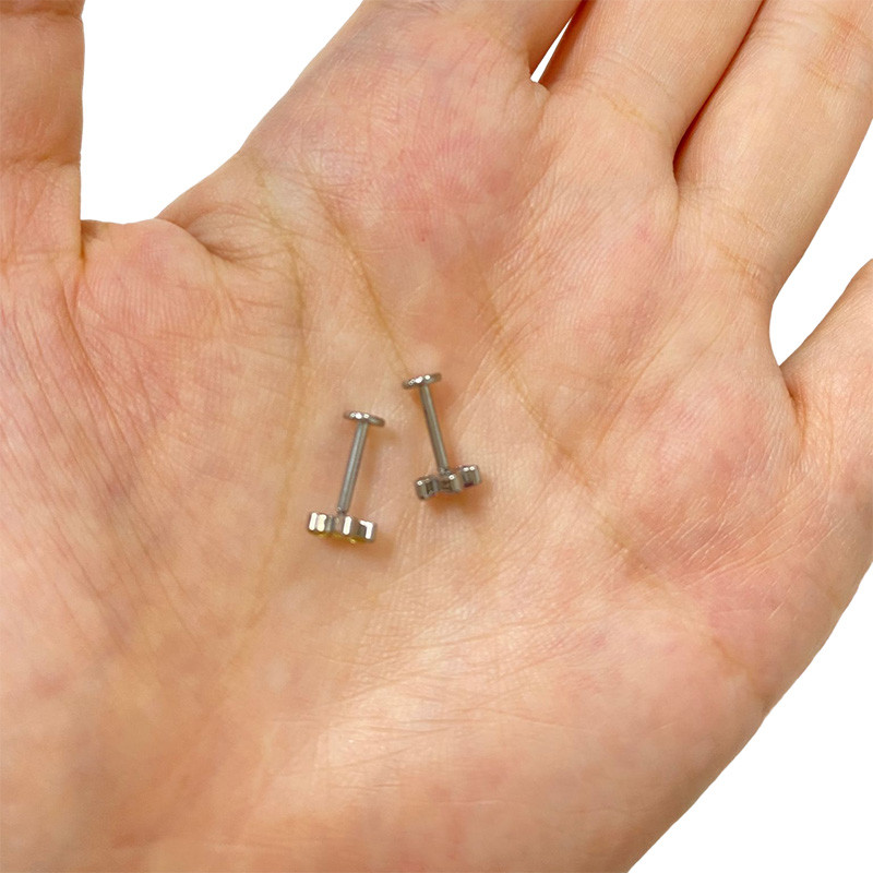 ASTM F136 Titanium PIERC Labret Urechi Buze Stud File 3 Marquise Zircon Pavat Top Cartilage Tragus Cercei Helix Pircing Bijuterii