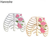 Hanreshe Flower Rib Ace Insigna Bijuterii Medicale Accesorii Broșă de os placată cu argint pentru Doctor Asistentă Cele mai bune cadouri