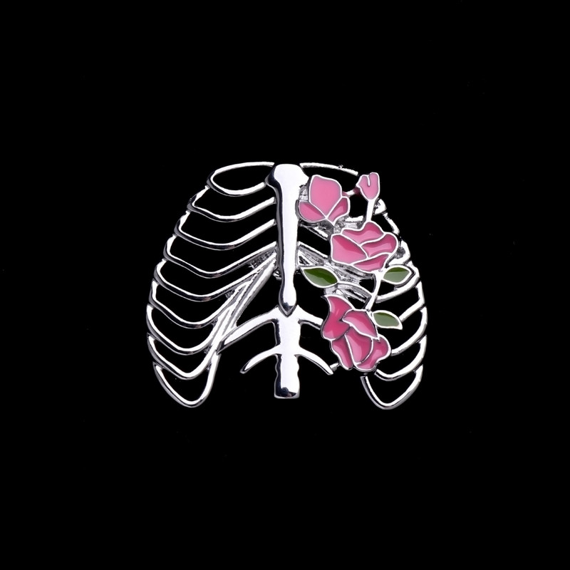 Hanreshe Flower Rib Ace Insigna Bijuterii Medicale Accesorii Broșă de os placată cu argint pentru Doctor Asistentă Cele mai bune cadouri