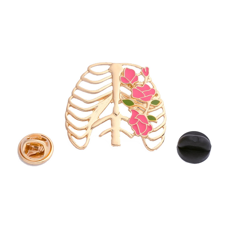 Hanreshe Flower Rib Ace Insigna Bijuterii Medicale Accesorii Broșă de os placată cu argint pentru Doctor Asistentă Cele mai bune cadouri