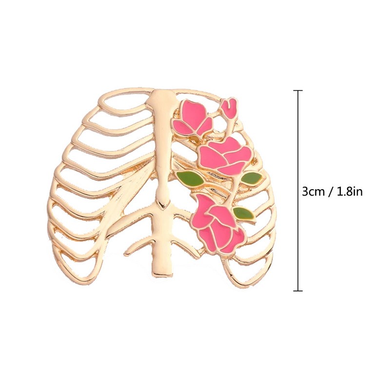 Hanreshe Flower Rib Ace Insigna Bijuterii Medicale Accesorii Broșă de os placată cu argint pentru Doctor Asistentă Cele mai bune cadouri