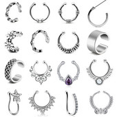 1 buc inel pentru nas fals inel inele pentru septum fata bijuterii non-piercing inel pentru buze false cercei cu agrafa pentru piercing manșeta