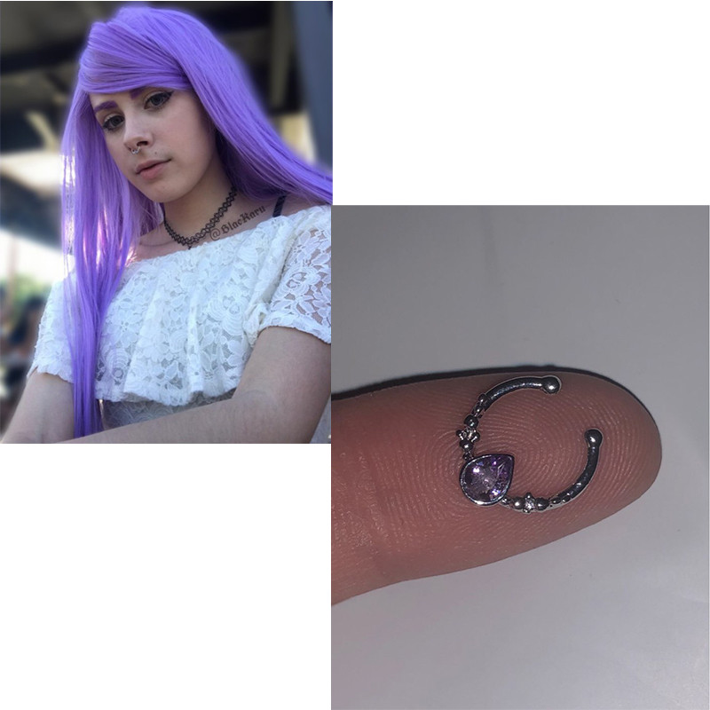 1 buc inel pentru nas fals inel inele pentru septum fata bijuterii non-piercing inel pentru buze false cercei cu agrafa pentru piercing manșeta