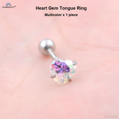 Starbeauty 1db 7mm átlátszó cirkon szív tongue piercing nyelv gyűrűk súlyzó Helix Pircing Lengua nyelvpiercing Langue ékszer