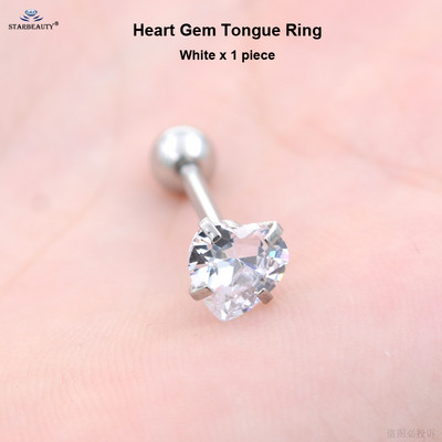 Starbeauty 1db 7mm átlátszó cirkon szív tongue piercing nyelv gyűrűk súlyzó Helix Pircing Lengua nyelvpiercing Langue ékszer