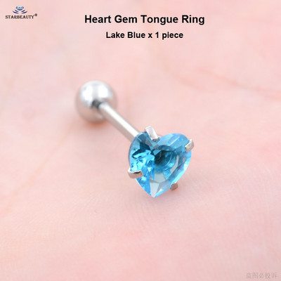 Starbeauty 1db 7mm átlátszó cirkon szív tongue piercing nyelv gyűrűk súlyzó Helix Pircing Lengua nyelvpiercing Langue ékszer