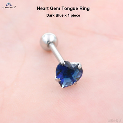 Starbeauty 1db 7mm átlátszó cirkon szív tongue piercing nyelv gyűrűk súlyzó Helix Pircing Lengua nyelvpiercing Langue ékszer