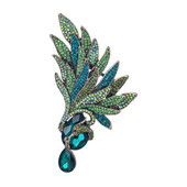 Wuli&baby Broșe mari de lux cu pene pentru femei, unisex, 3 culori, strasuri, frumusețe, flori, petrecere, broșă pentru birou, cadouri