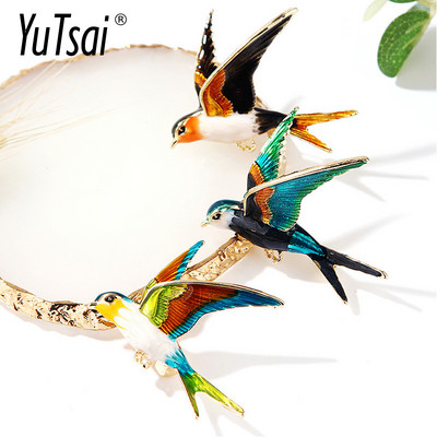 YUTSAI Coloful Simple Brid Брошки и игли Модерна голяма емайлирана брошка тип лястовица за жени Корсаж Парти рокля Бижута YT050