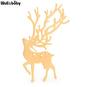 Wuli&baby Broșe de căprioară în 2 culori din oțel inoxidabil Ace de broșă de Crăciun de Anul Nou pentru femei Bijuterii unisex Cadouri