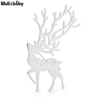 Wuli&baby Broșe de căprioară în 2 culori din oțel inoxidabil Ace de broșă de Crăciun de Anul Nou pentru femei Bijuterii unisex Cadouri