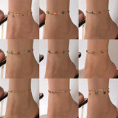 Tocona Colorul Ochi Soare Ciciucuri glezne INS Nou Fluture Cireș Lanț pentru picioare lucrat manual pentru femei Bărbați Bijuterii boeme reglabile