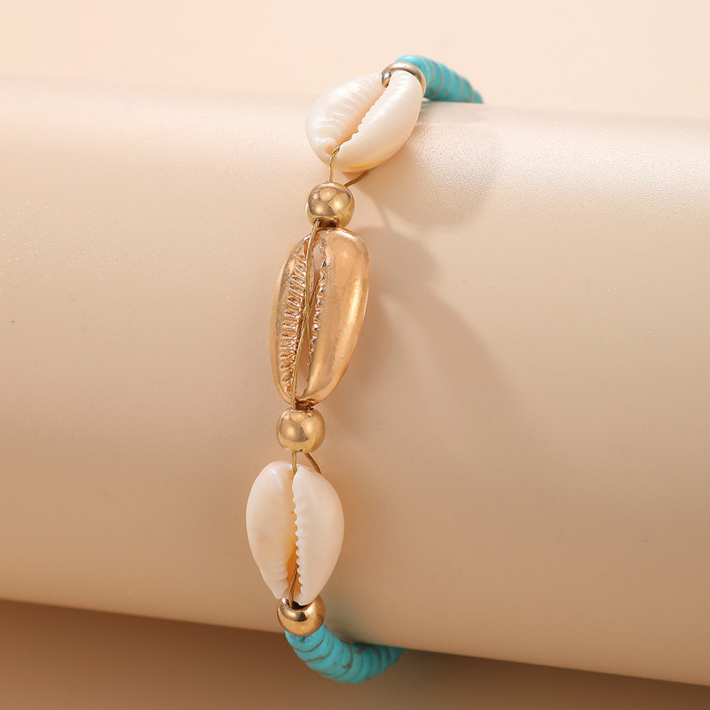 Tocona Bohemain Shell Lanț pentru picioare Charms Albastru cu margele Sandale reglabile desculț Ankelts pentru femei Bărbați Bijuterii de vară 6966