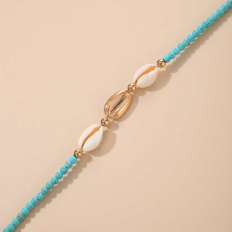 Tocona Bohemain Shell Lanț pentru picioare Charms Albastru cu margele Sandale reglabile desculț Ankelts pentru femei Bărbați Bijuterii de vară 6966