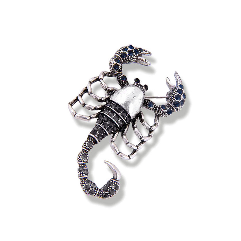 Bijuterii de modă Morkopela Comerț cu ridicata cu stras gri Scorpions Broșă Pin pentru bărbați Vii Scorpion Guler Broșe Decorare rochie