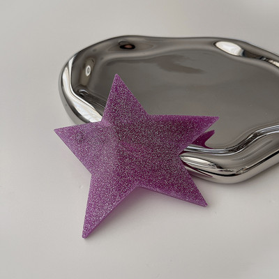 Y2K Girl Iregular Acrilic Star Barrettes 2022 New Trend Spring Clip Duckbill Clip Super Flash Paiete Agrafe de păr