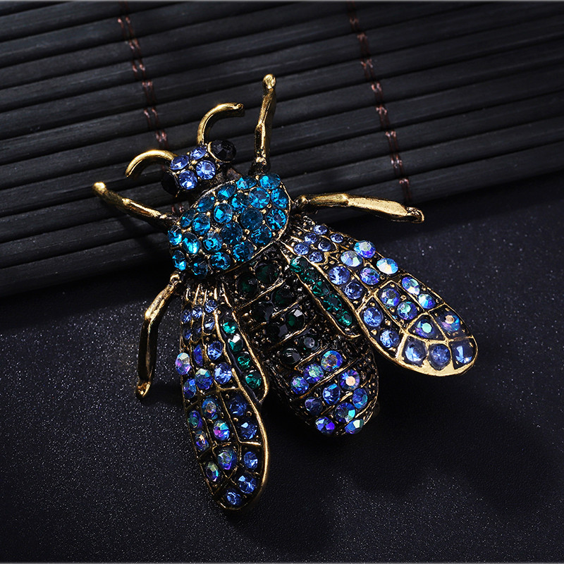 Morkopela Broșă Neagră De Insecte Pin Albină Brose Strasuri Pentru Femei Ace de haine de banchet de eșarfă Clip de bijuterii Broșă