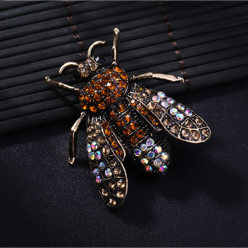 Morkopela Broșă Neagră De Insecte Pin Albină Brose Strasuri Pentru Femei Ace de haine de banchet de eșarfă Clip de bijuterii Broșă