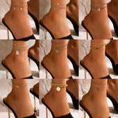 Tocona gleznă simplă cu frunze pentru femei, vară, coajă, mărgele colorate, lună, picioare, lanț reglabil, accesorii de bijuterii boeme