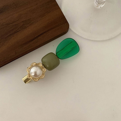 Agraf retro acrilic pentru femeie, breton elegant, accesoriu pentru cap de vară, agrafă de păr cu zircon, perle imitație, barete cu două straturi pentru fată