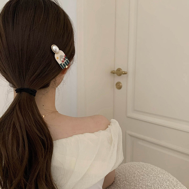 Agraf retro acrilic pentru femeie, breton elegant, accesoriu pentru cap de vară, agrafă de păr cu zircon, perle imitație, barete cu două straturi pentru fată
