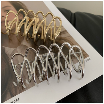 Обикновени нокти за коса с метални вълни Дамски летни 2022 Минималистични щипки за коса с хващане Елегантни геометрични фиби за коса Шноли Шапки за момичета