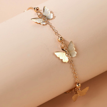 Tocona New Trendy Butterfly Anklet for Women Charms Gold Silver Color Alloy Metal Tassel Регулируеми бохемски бижута 13419