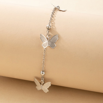 Tocona New Trendy Butterfly Anklet for Women Charms Gold Silver Color Alloy Metal Tassel Регулируеми бохемски бижута 13419