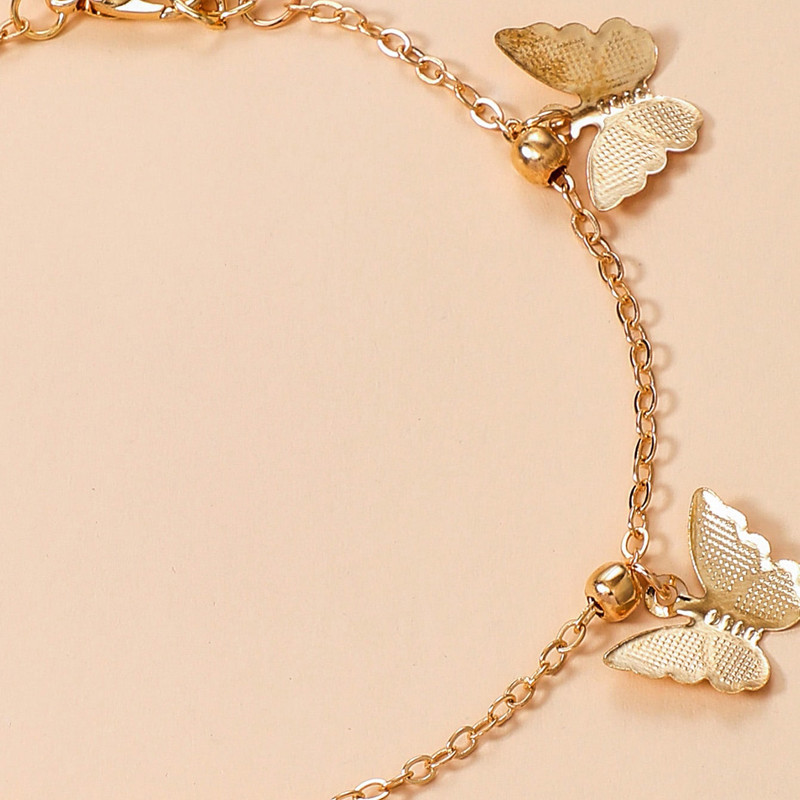 Tocona Nouă gleznă cu fluture la modă pentru femei Breloc auriu argint culoare aliaj metal ciucuri reglabil bijuterii boeme 13419