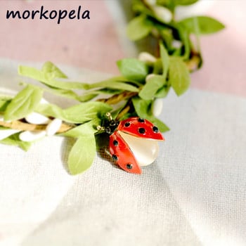 Morkopela Fashion Ladybug Enamel Pin Rhinestone Insect Bug Брошки Малка яка Брошка Брошка Брошка Жени Мъже Бижута Шал Щипка