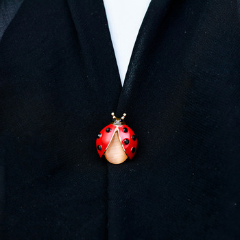 Morkopela Fashion Ladybug Enamel Pin Rhinestone Insect Bug Брошки Малка яка Брошка Брошка Брошка Жени Мъже Бижута Шал Щипка